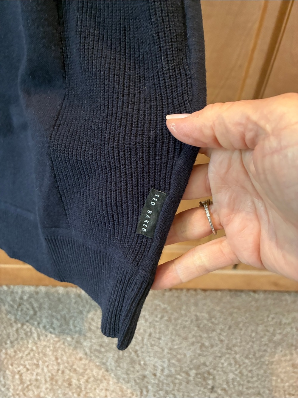 Ted Baker Dark Navy Rib-Detail Crewneck Sweater - Picture 4 of 5